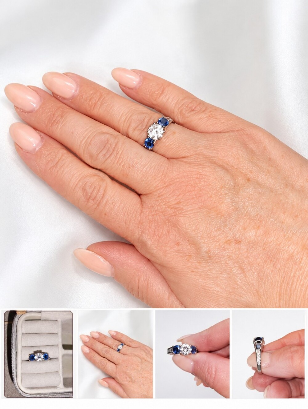 Mothers Day Sons Like New Diamonelle And Diamonelle Sapphire Ring Rhodium Plated